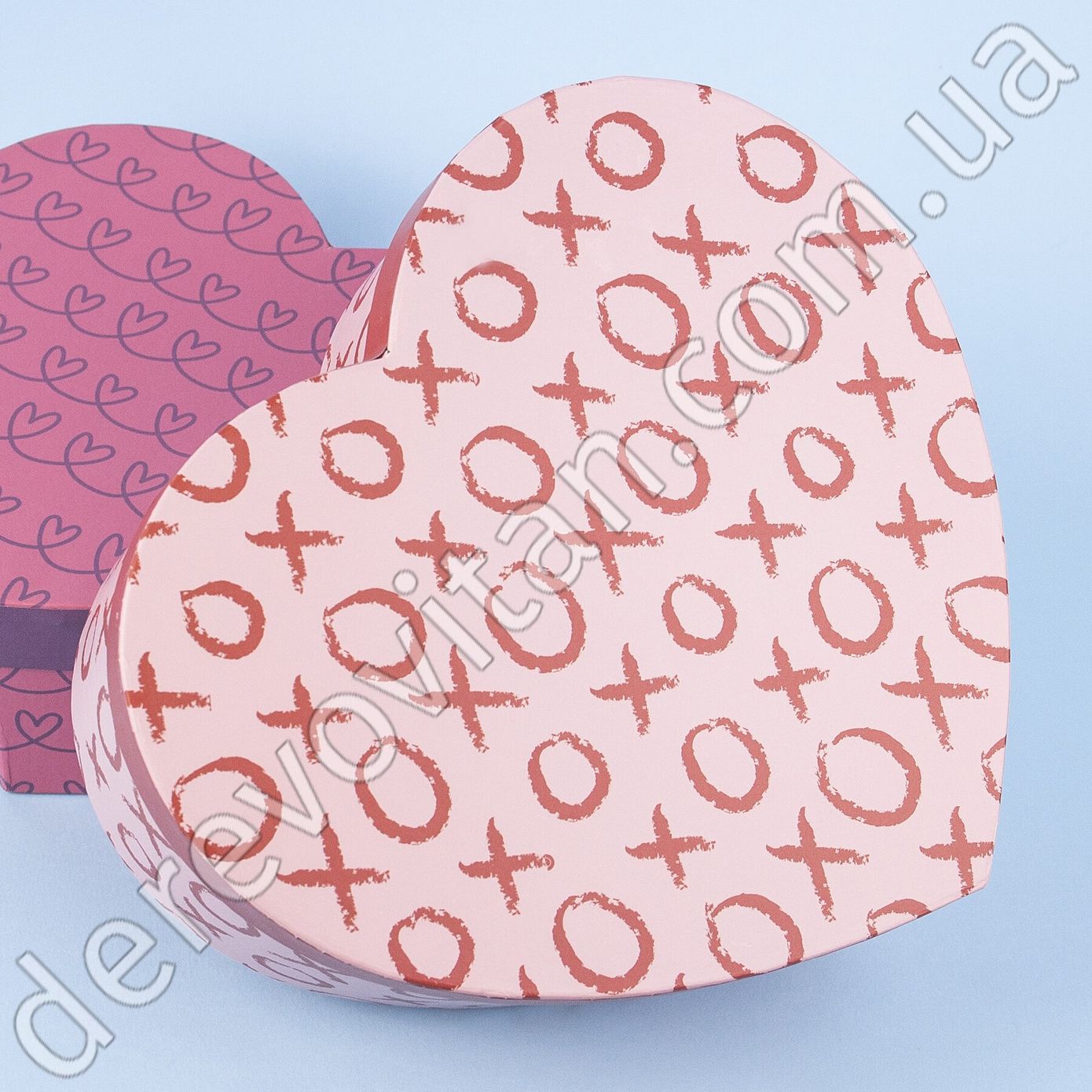 Подарочные коробки в форме сердца "Kiss" розовые, набор из 3 шт.