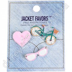 Пины значки на одежду, джинс "Love my bike", набор 3 шт.