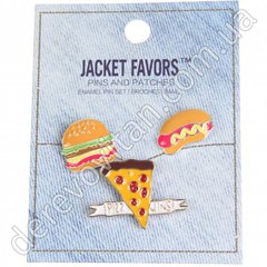 Пины значки на одежду, джинс "Pizza", набор 3 шт.