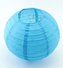 Бумажный подвесной фонарик, голубой, 30 см