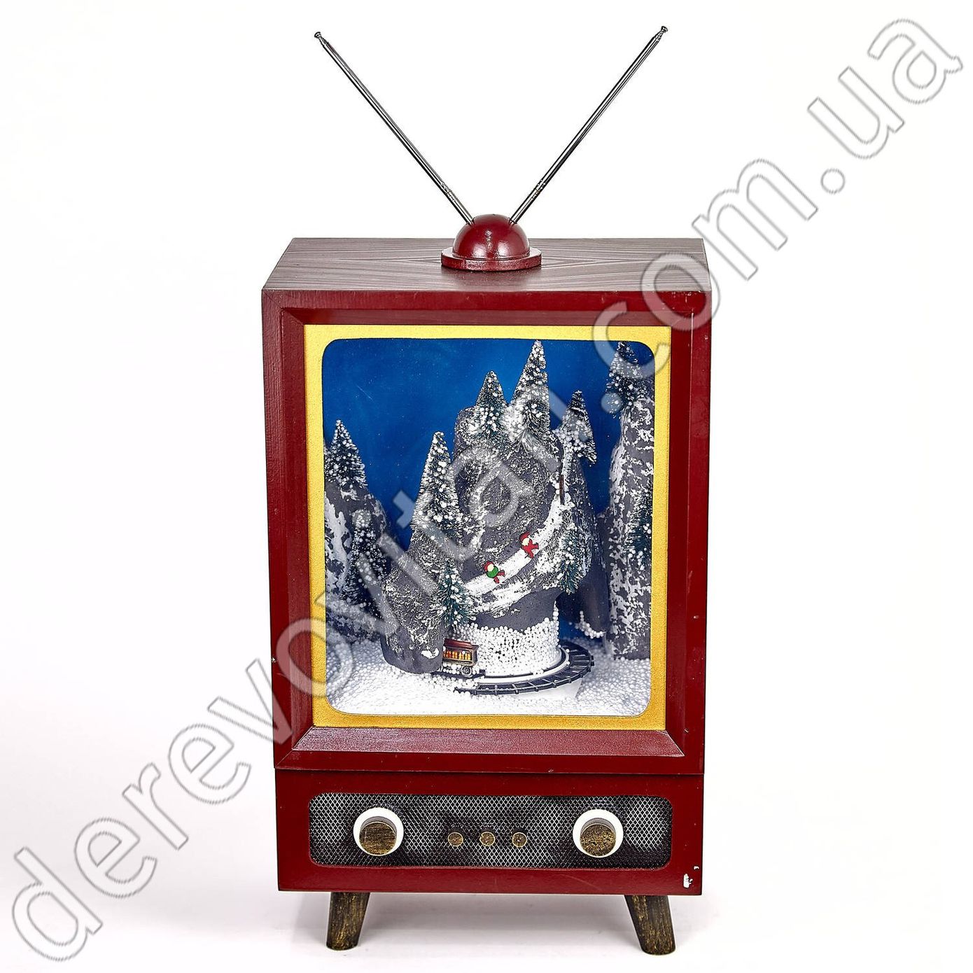 Новорічний музичний декор "Телевізор" з падаючим снігом, 43×26 см